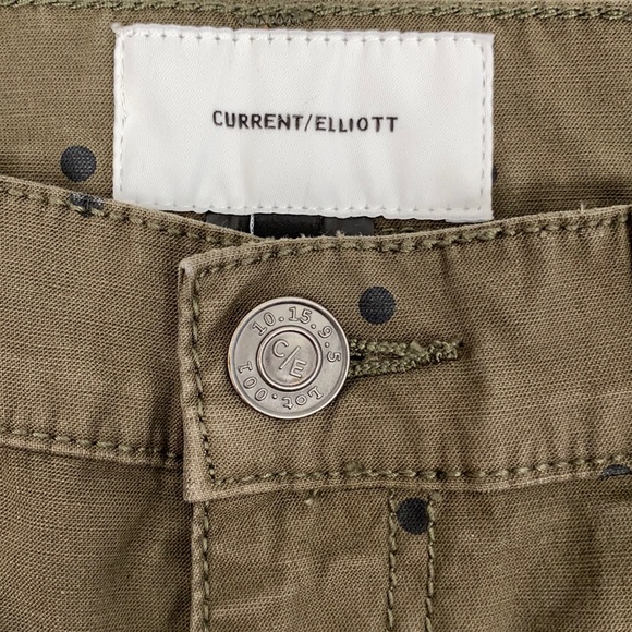 Current/Elliott The Easy Stiletto Olive Polka Dot Skinny Jeans - Picture 14 of 16